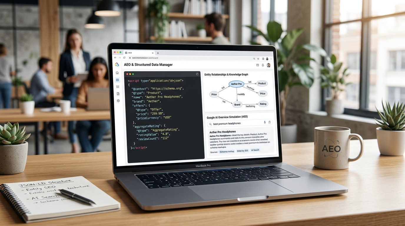 Structured Data and Schema Markup for AEO helping websites appear in Google AI Overviews and AI-powered search results