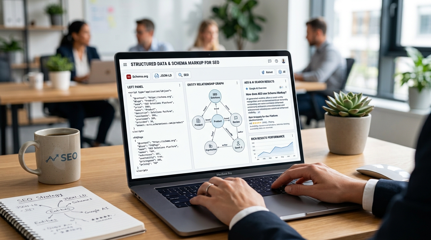 Structured Data and Schema Markup for AEO helping websites appear in Google AI Overviews and AI-powered search results